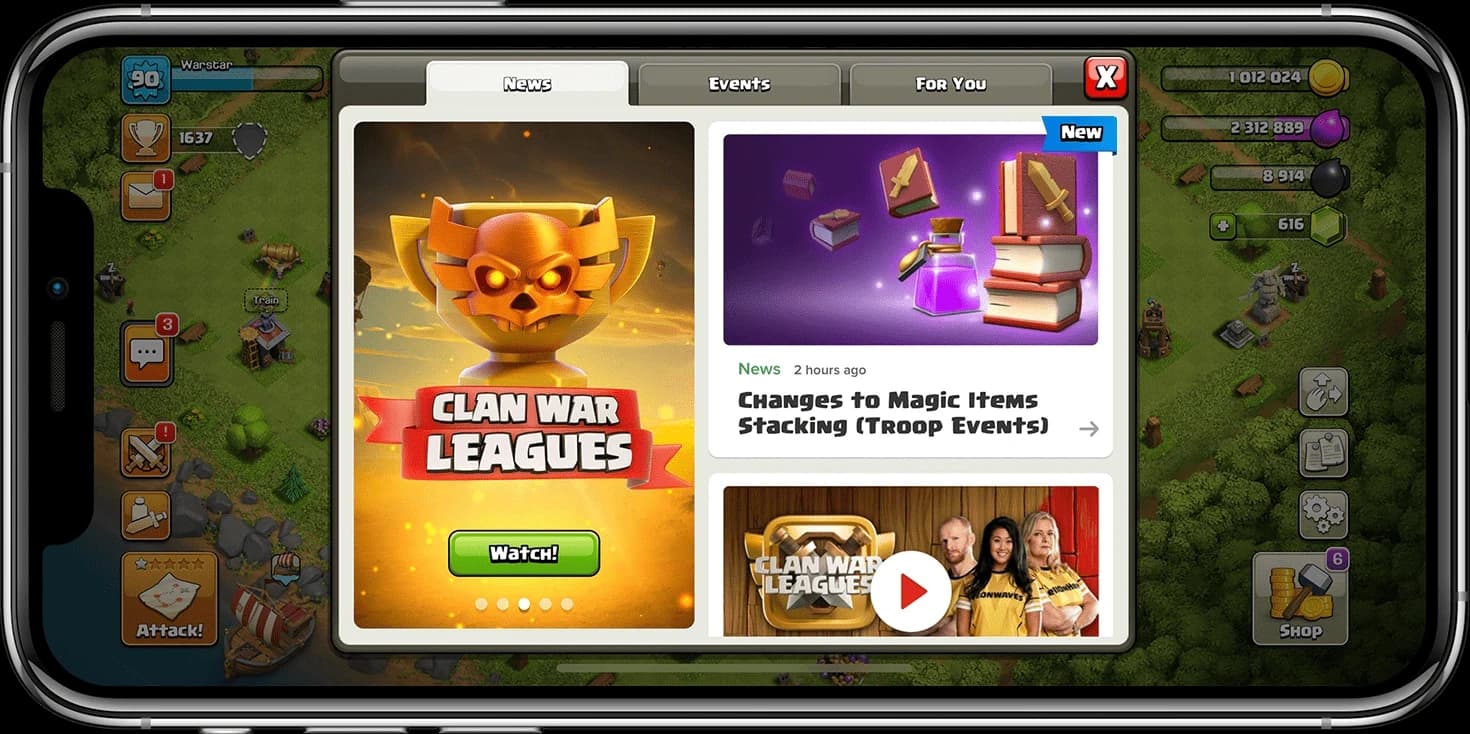 In-game news on phone
